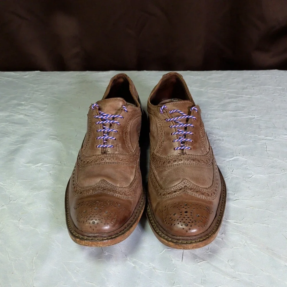 Allen Edmonds Neumok 2.0 Shoes Mens Size 10D Wingtip Brogue Oxford Brown Dress